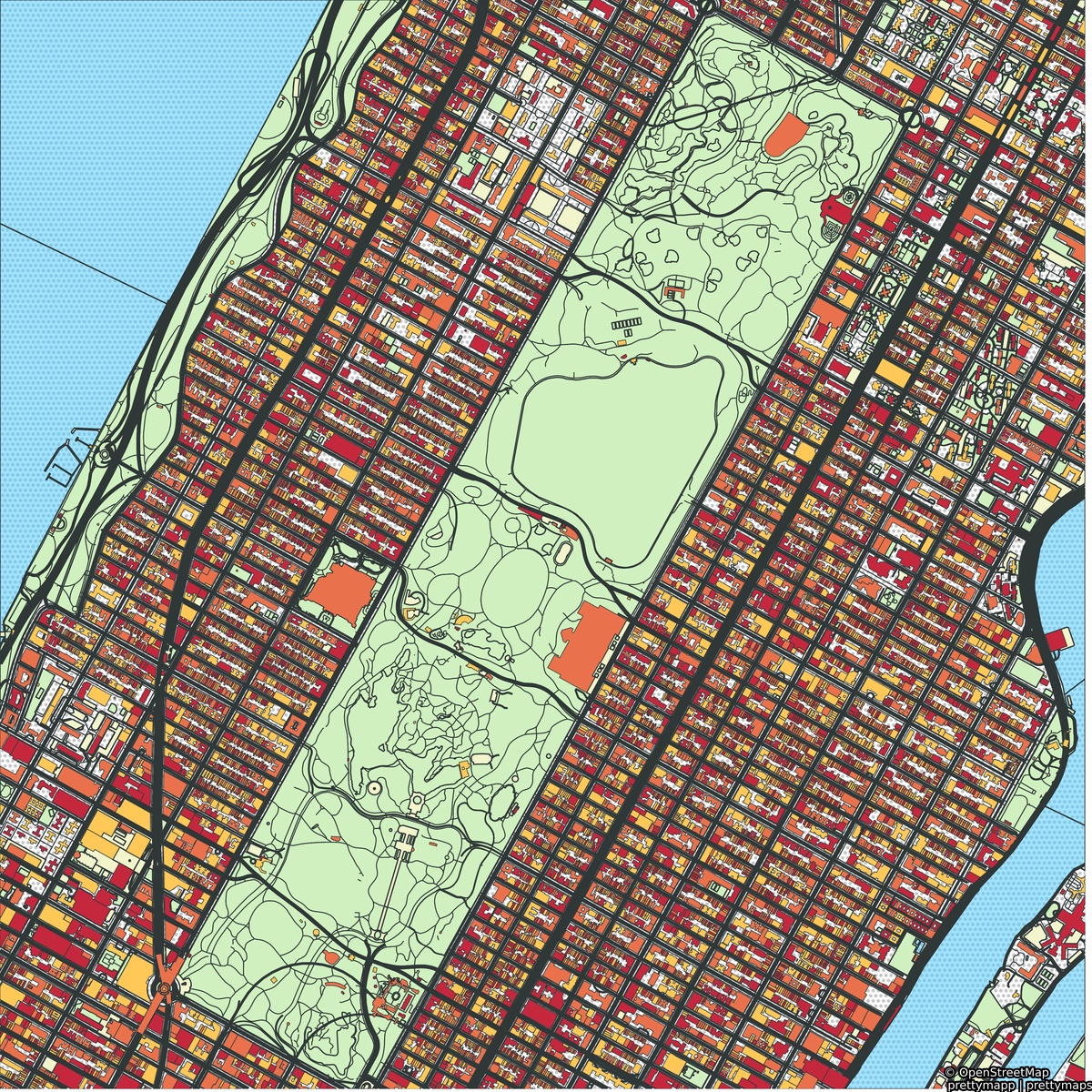 Mapa artístico de Nyc en estilo Peach